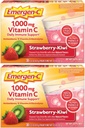 Emergen-C 1000mg 维生素C 粉,草莓 Kiwi Flavor,抗氧化剂,B 维生素和电解质,维生素C 支持免疫补充剂,30 count (Pack of 2)