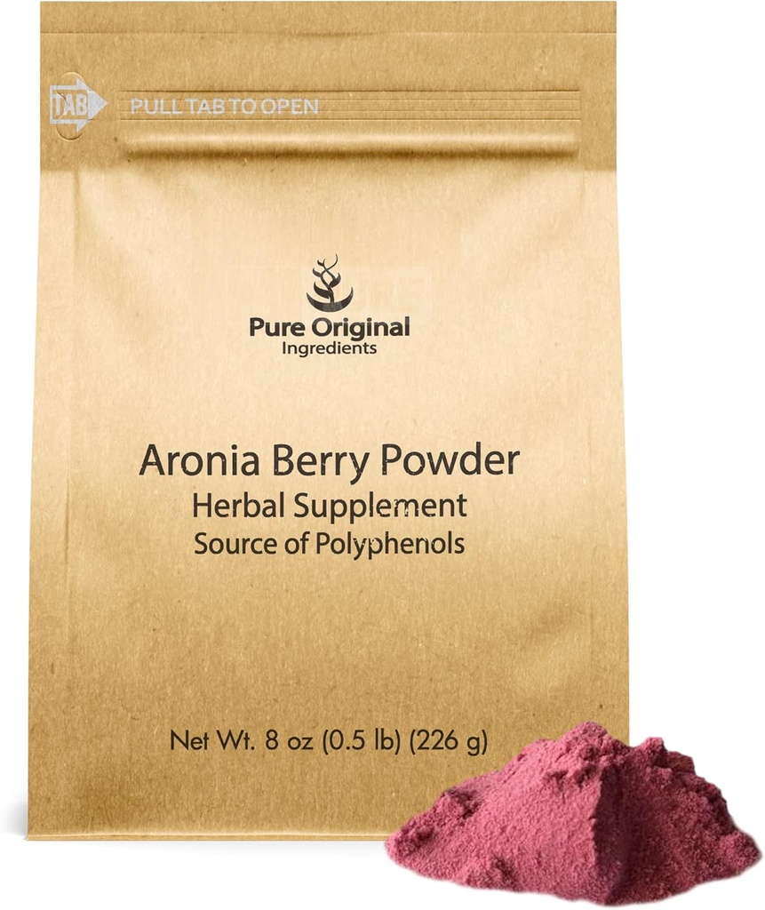 Aronia Berry Powder(8 oz)水果补充品摘录,永远纯净,无添加剂或填料