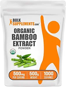 Bulk Assupports.com 竹子抽取粉 - 锡利卡补充品,竹子补充品 - 草药和葡萄糖免费,每服500毫克,100g(3.5 oz)(一包)