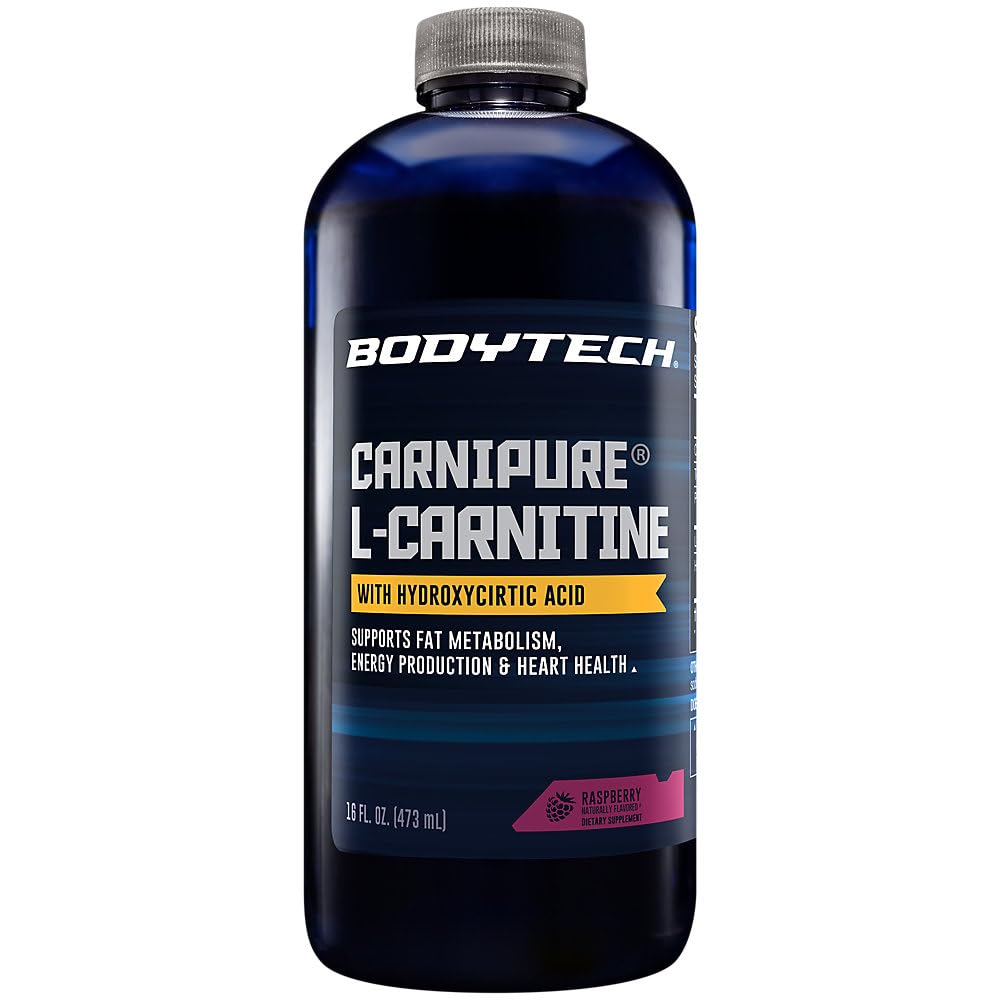 BodyTech L-Carnitine 1100mg - Supports Fat Metabolism, Energy Production & Muscle Recovery - Raspberry (16 fl oz)