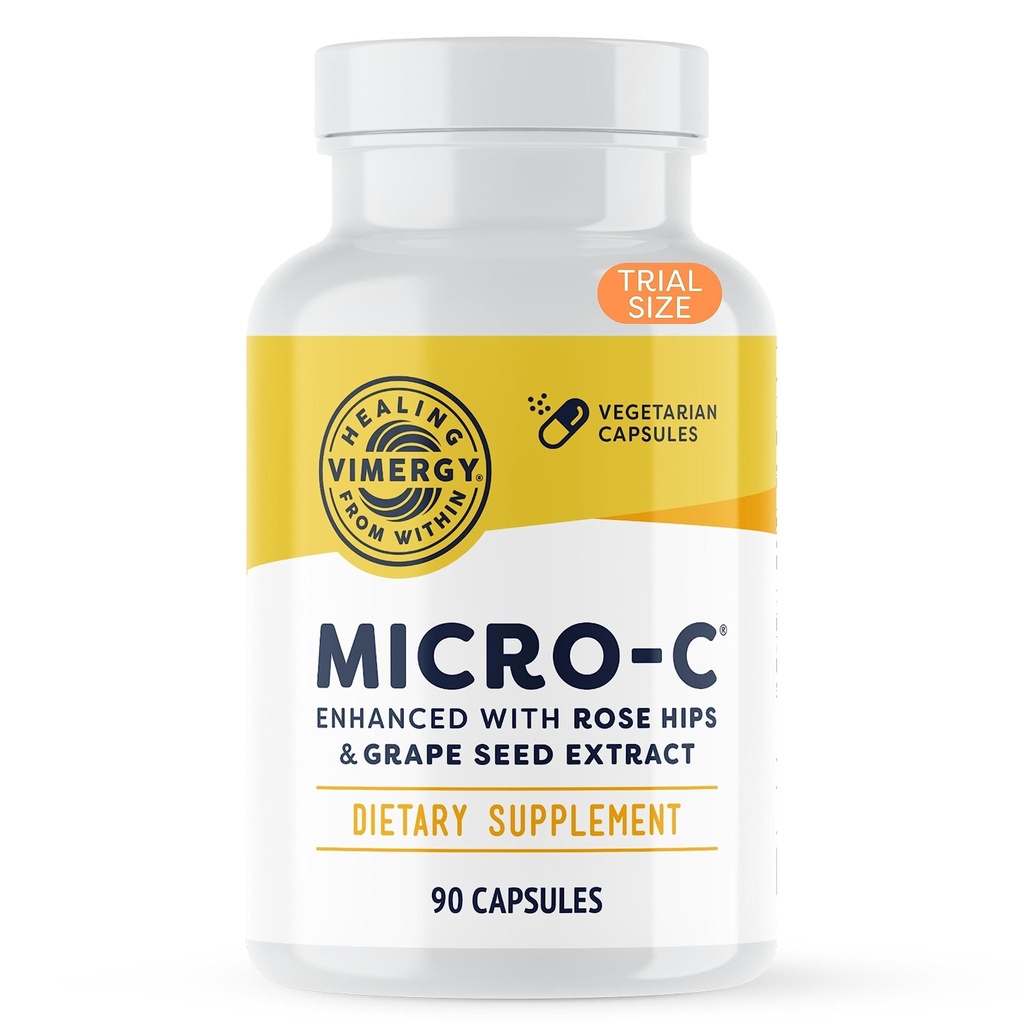 Vimergy Micro-C® Vitamin C Capsules – 500mg per Capsule, Supports Immune Health*, Promotes Collagen Production, Supports Healthy Bones*, Kosher, Vegan & Gluten-Free, Travel Size 90 Capsules