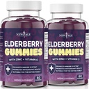 新AGE (2-Pack) 给有维生素C,锌,Propolis的成年人的草莓精品 - Sambucus Black Elderberry Gummy 提取 - Gluten Free & Vegetarian - 120 Gummis