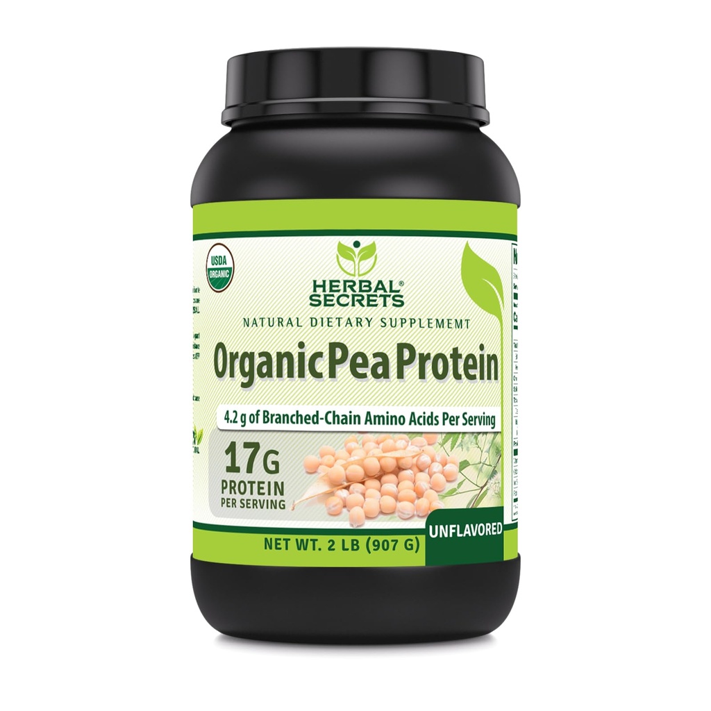 Herbal secrets Pea Protein 2 lbs (Non-GMO) (907 G) Unflavored - Support Lean Muscle Growth, Energy Production, Cardiovascular & Kidney Health*