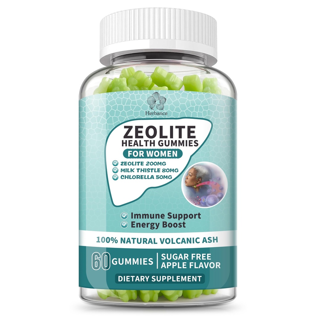 Zeolite Gummies for Women - Zeolite Supplement with Milk Thistle, Chlorella, Vitamin B12 & D3 - Supports Heavy Metal, Immune Health, Natural Metabolism, Energy & Clear Skin - 30 Day Vegan Supply