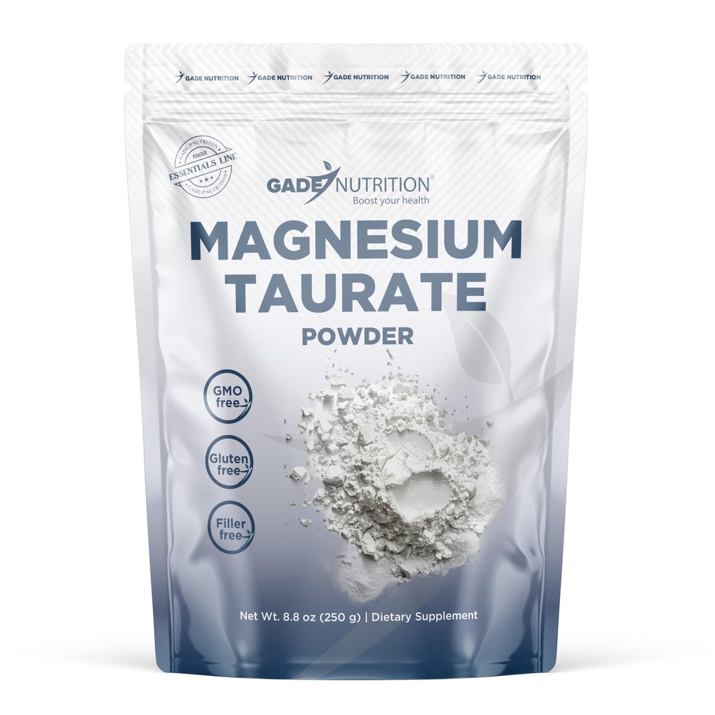 Gade Nutrition Pure Magnesium Taurate Powder | Non-GMO, Gluten-Free, Filler Free, Highly Absorbable | USA Made