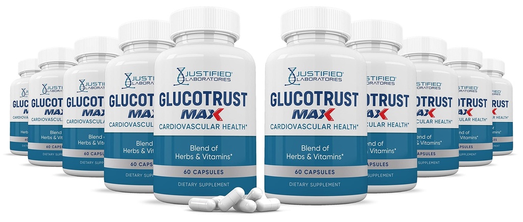 (10 Pack) Glucotrust Max 1295MG Formula All Natural Cardiovascular Support Supplement Pills 600 Capsules