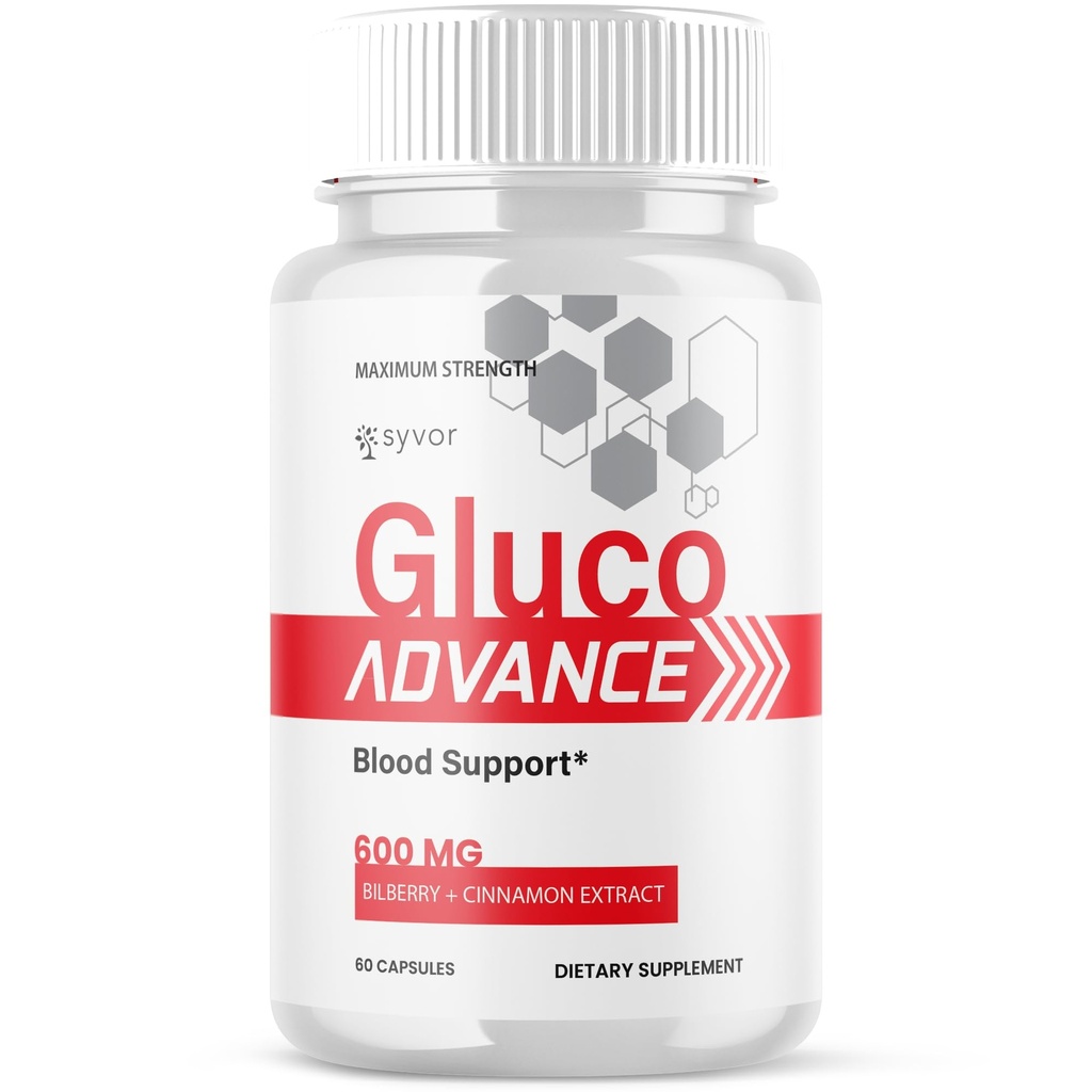 Gluco Advance Capsules, Official Gluco Advance Supplement Pills with All Natural Ingredients, Advanced Formula Supplement with Maximum Strength Premium Vitamins for Women & Men (60 Capsules)