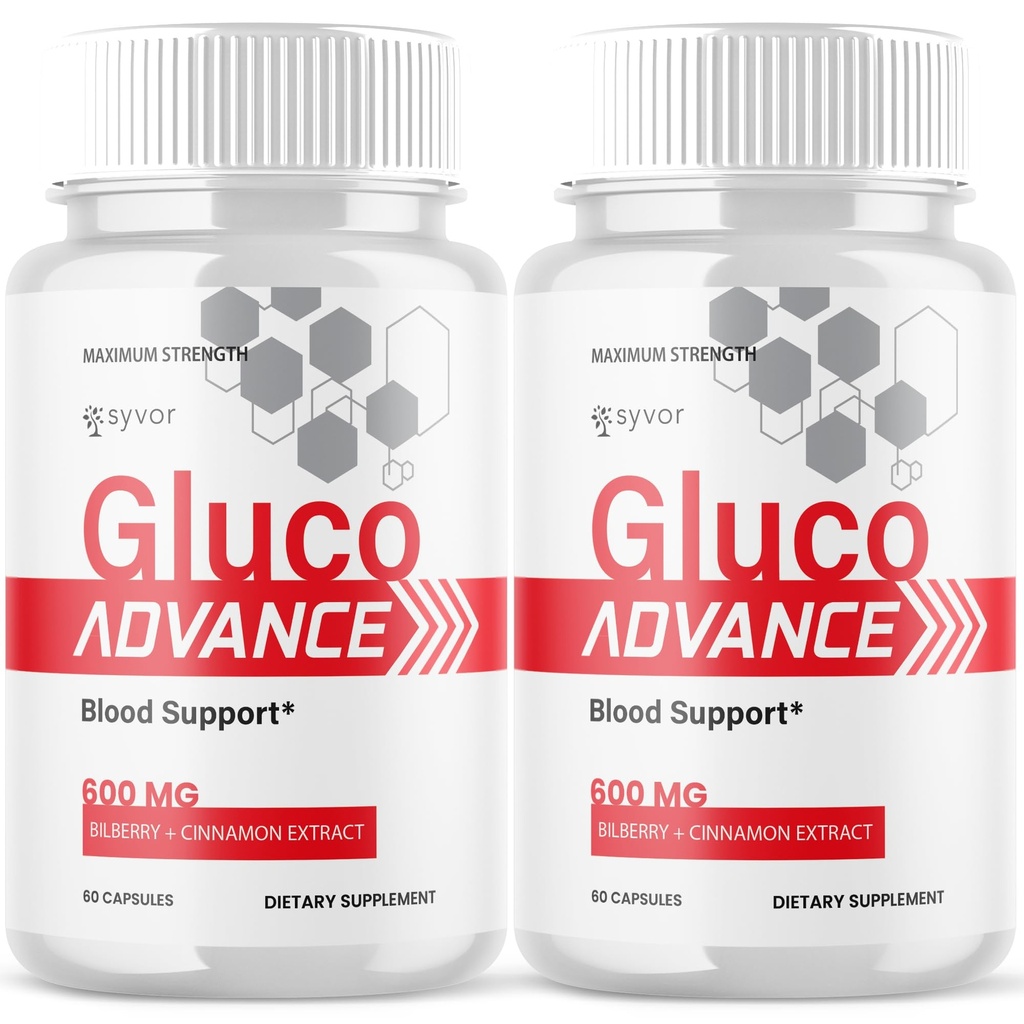 (2 Pack) Gluco Advance Capsules, Official GlucoAdvance Supplement Pills with All Natural Ingredients, Advanced Formula Supplement with Maximum Strength Support Vitamins for Women & Men (120 Capsules)