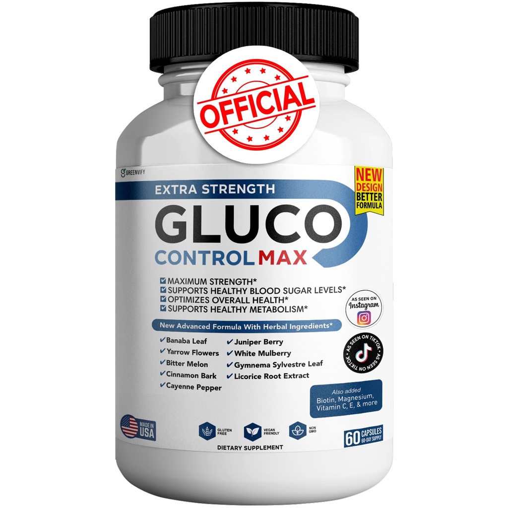 Gluco Control Max All Natural Formula to Maintain Healthy Levels, Maximum Strength Daily Formula Blood Reviews (1 Pack - 60 Capsules)