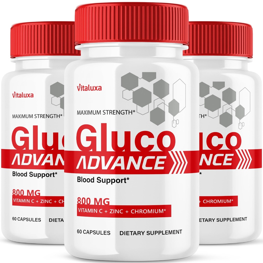 (3 Pack) Gluco Advance Capsules, Gluco Advanced Blood Support Supplement GlucoAdvance Pills for Joints, GlucoseAdvance Premium Blend Flow Balance All Natural Formula Overall Health Wellness (180 Ct)