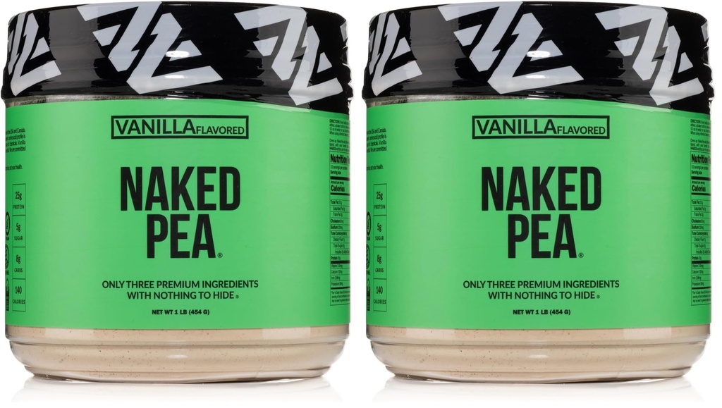 NAKED Vanilla Pea Protein Isolate from North American Farms, Only 3 Ingredients, Vanilla Vegan Protein, Gluten-Free, Soy Free, GMO Free - 1LB (Pack of 2)