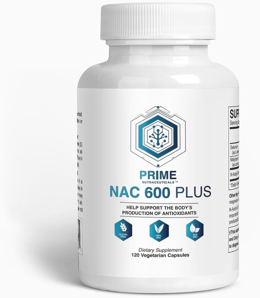 NAC 600毫克用于肺健康、肝脏支持、免疫支持、认知功能、呼吸卫生和抗氧化剂 -- -- 含硒和钼