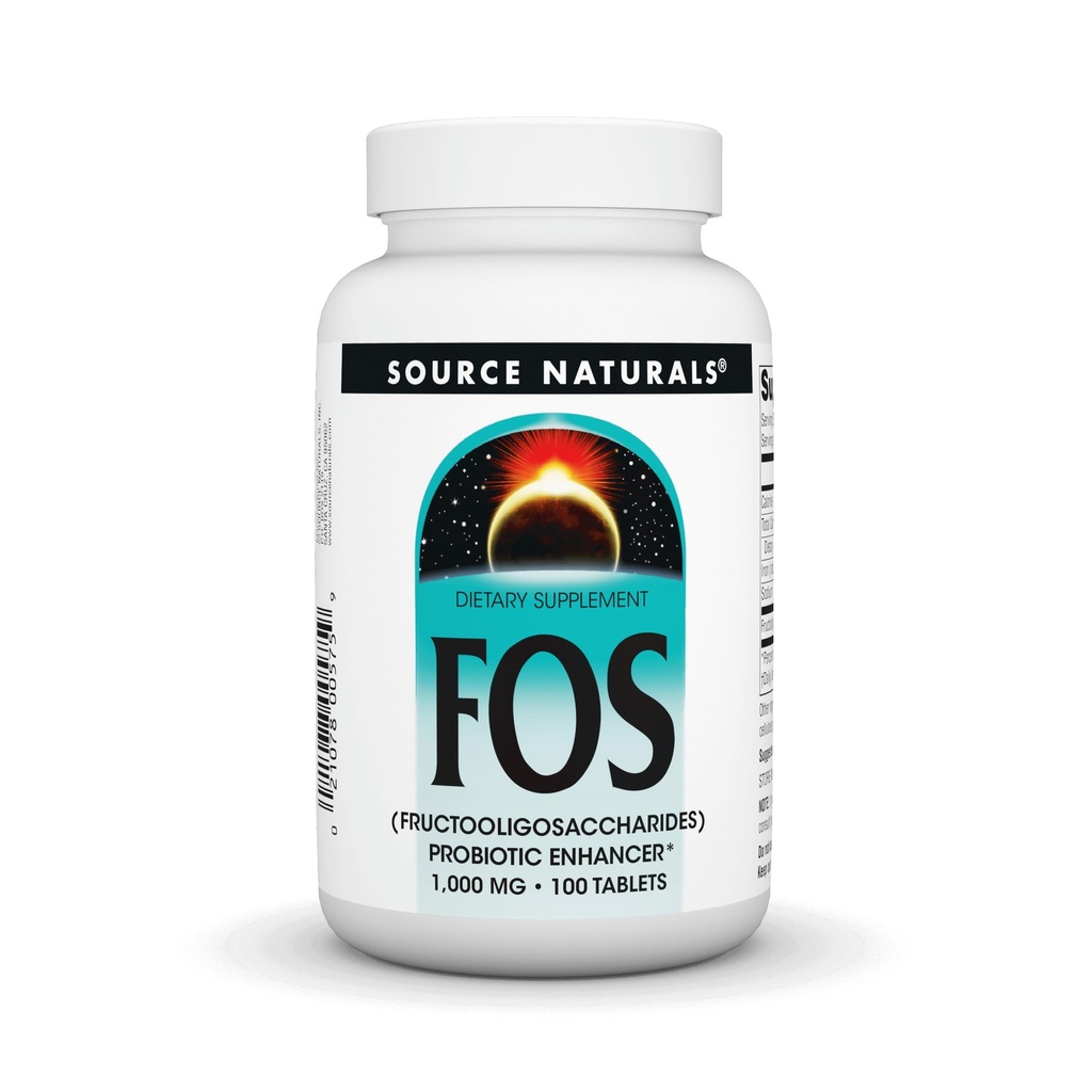 Source Naturals FOS 1000 mg Fructooligosaccharides Probiotic Enhancer - 100 Tablets