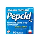 Pepcid AC 原创性强心烧救药片,OTC 药物 预防与解脱 心烧因酸消化与酸胃,10mg Famotidine酸还原剂,快速作用,90厘米