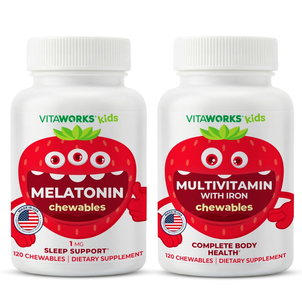 Kids Melatonin 1mg Chewables + Multivitamin Chewables Bundle
