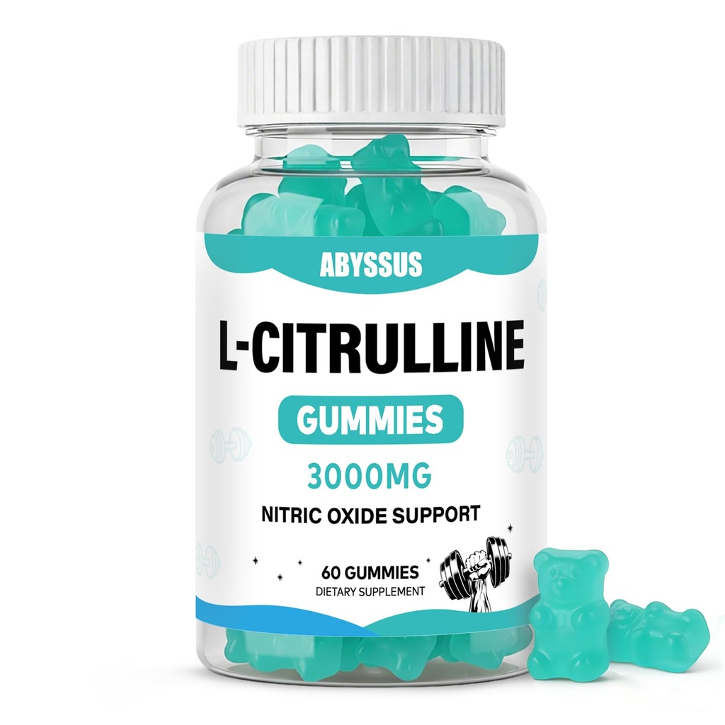 ABYSSUS L Citrulline Gummies for Men 3000mg - Nitric Oxide Supplement for Muscle & Energy, Chewable L-Citrulline Supplements for Daily Performance, 60 Count