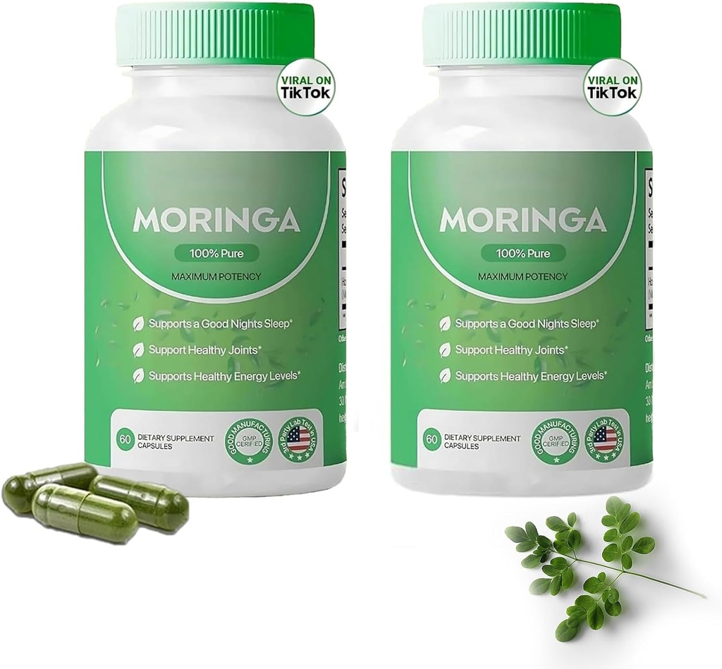 Moringa Capsules, Pure Moringa Powder Capsules - 800 mg of Nutrient-Rich Moringa - 促进能源, Gut well-Being (2)