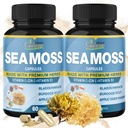 Cadane 2 Packs Irish Sea Moss Powder Capsules & VitaminC, D3, Zin.C, Bladderwrack, Burdock Root, Apple Cider, Elderberry, Pepper - Supports Immune System & Overall Health - 2 Months Supply