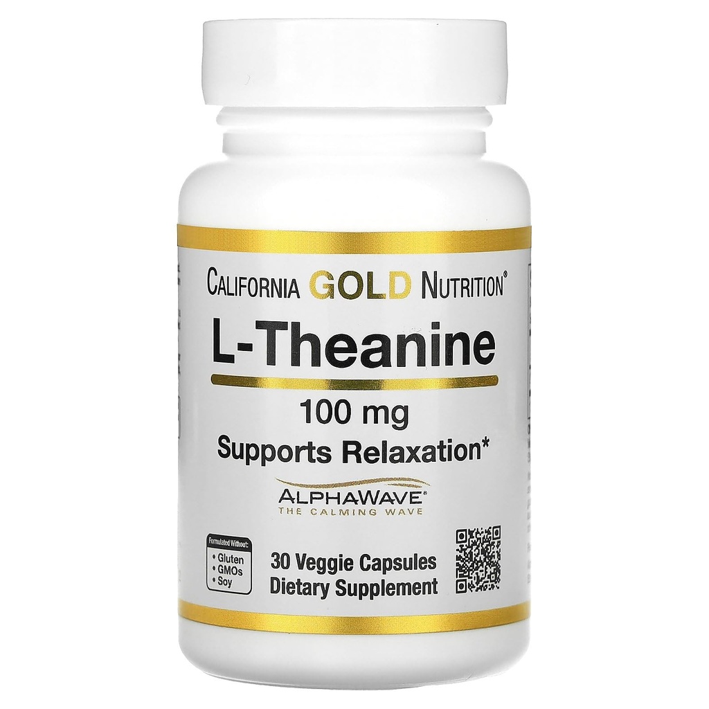 California Gold Nutrition L-Theanine, Featuring AlphaWave, 100 mg, 30 Veggie Capsules