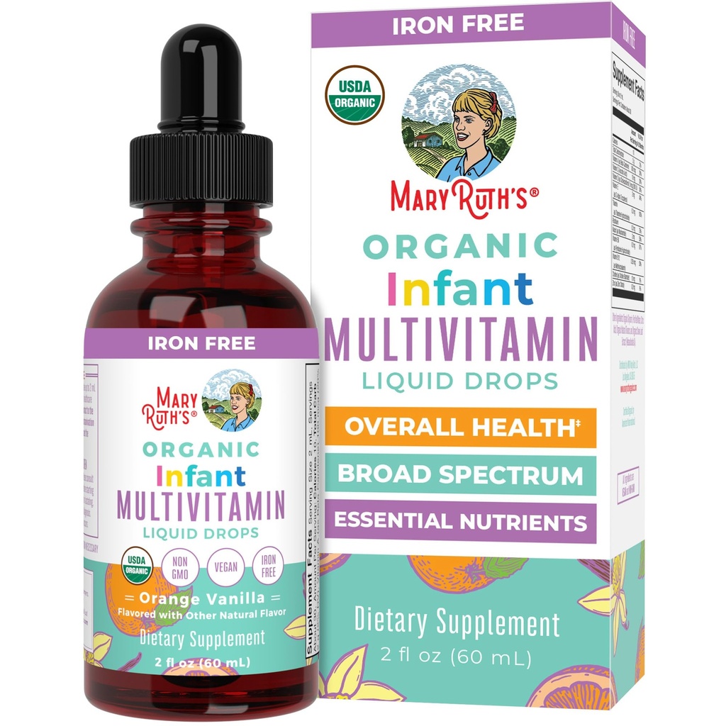 MARYRUTH'S Organics Multivitamin for Infants | USDA Organic | Multivitamin Liquid Drops for Babies 6-12 Months | Immune Support & Overall Wellness | Vegan | Non-GMO | Gluten Free | 2 Fl Oz