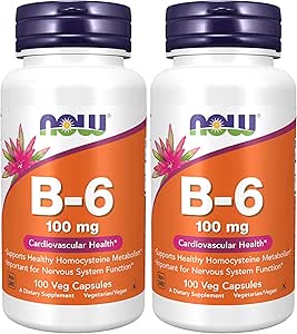 维生素B-6(丙烯丙烯)100毫克,心血管健康*,100Veg Capsules(包2)