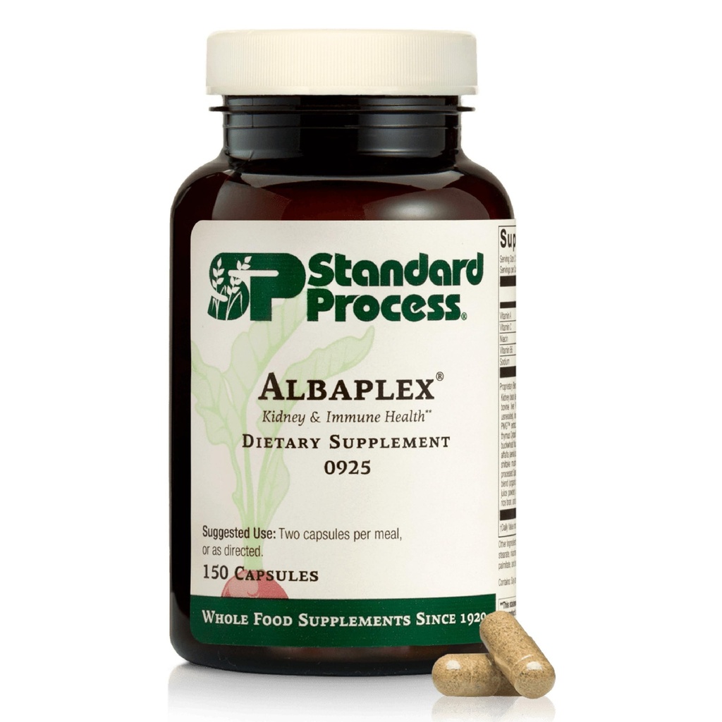 Standard Process Albaplex Liver & Immune Health Dietary Supplement - Non-Dairy - Kidney & Liver Health Support - Contains Vitamins A,B6, & C - 150 Capsules