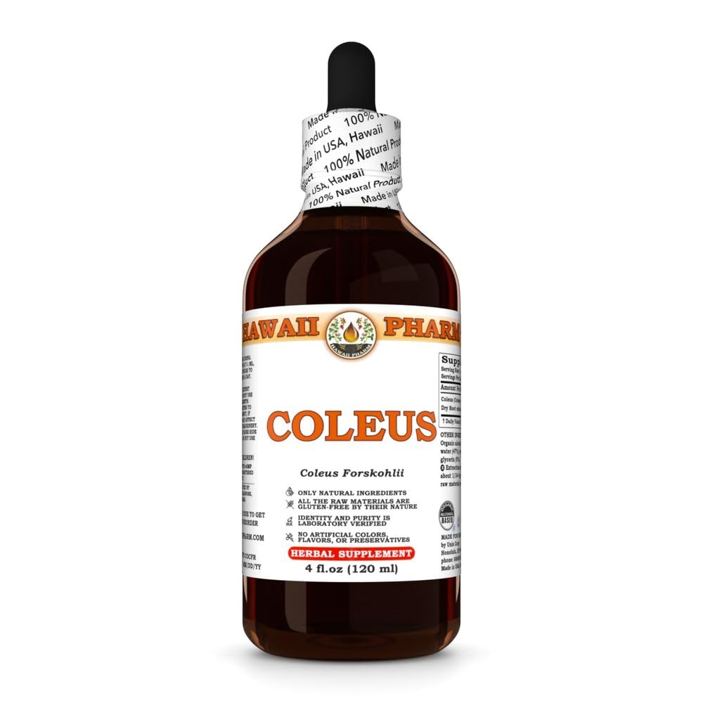 Coleus (Coleus Forskohlii) Dry Root Tincture, Made in Hawaii, All Natural, Vegan, Pure Liquid Extract - 4 fl.oz