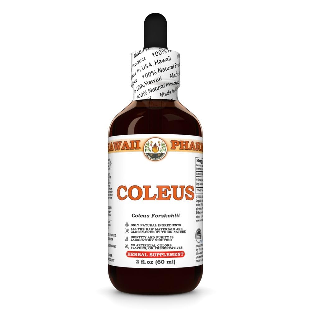 Coleus (Coleus Forskohlii) Dry Root Tincture, Made in Hawaii, All Natural, Vegan, Pure Liquid Extract - 2 fl.oz