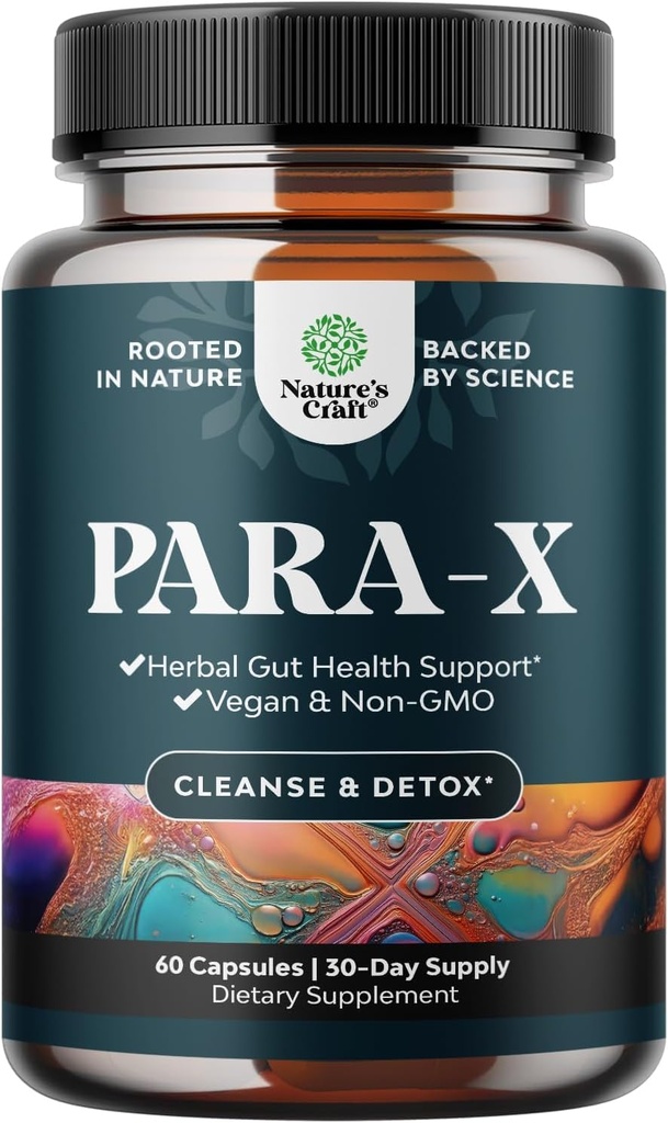 PARA-X Herbal Gut Health Supplement - Immune Support with Black Walnut Wormwood & Cloves - Supports Digestive Health & Gut Health for Women & Men - Intestinal Detox Cleanse - Formulated in USA - 60 Ct