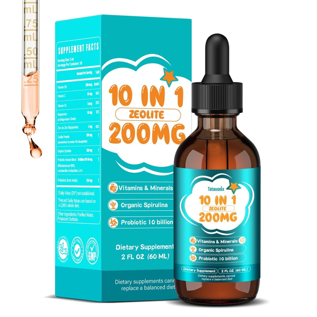 Zeolite Drops for Kids, 200mg Liquid Clinoptilolite Drops for Adult, Supports Gut Health, Strawberry, 60ML