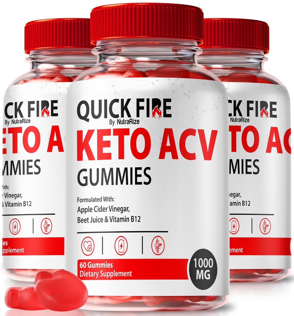NutraRize (3 Pack) Quick Fire - Official QuickFire Keto ACV Gummies, Premium Keto+ACV Gummie, All Natural Apple Cider Vinegar Gummy, QuickFires ACV Plus Keto Gumy, Gomitas Review (180 Gummies)