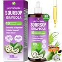 Soursop Bitters Liquid, 80ml Liposomal Multivitamin Blend with Organic Soursop Leaves, Black Seed Oil, for Cell Health, Immune, Gut Cleanse, Detox, Liver, Antioxidant, Zzz, Sugar Free -80 Days Supply