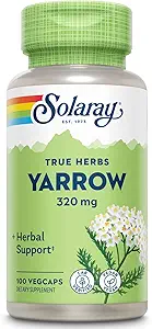 SOLARAY True Herbs Yarrow 320mg,全空 - Yarrow Herbal 健康支持补充 - 非GMO, Vegan, Gluten Free, Lab 校验,60天钱背担保 - 100 服务,100 Veg Caps