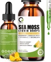 Sea Moss Drops 2000mg,爱尔兰海 Moss 补充支持豁免,有黑老莓,Burdock Root,Bromelain,维生素C & Zinc, 2 Fl.Oz, Pineapple Flavor