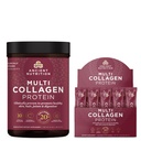 Ancient Nutrition Multi Collagen Protein Powder, Unflavored, 45 Servings + Multi Collagen Protein Powder Packets, Unflavored, 40 Packets