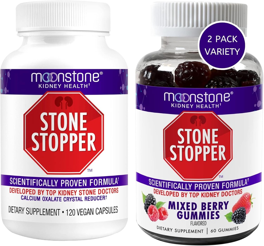 月石 Kidney Stopper Capsules & Gummys, Outperforms Chanca Piedra Stone Breaker & Kidney Supports, 由泌尿科医生开发,预防肾石,混合莓(Variety 2 Pack)
