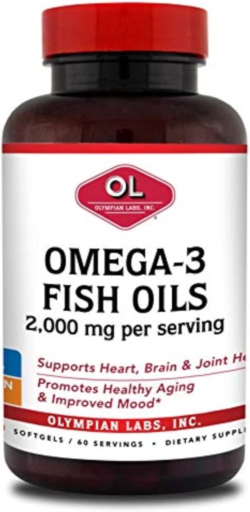 Olympian Labs Omega-3 Fish Oils,每架2000mg - 帮助支持大脑和心脏健康,120 Counter,(73)