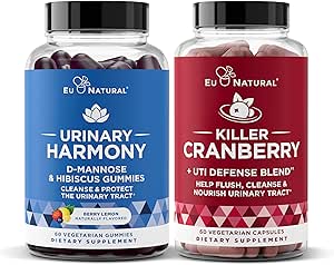 尿液Tract 补充 Duo, Killer Cranberry Capsules & Urinary Harmony Gummys - UT Defense 混合物, D-mannose & Hibiscus + Cranberry, Pine Bark, Propolis & Vitamin D, 临床强力成份