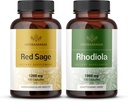 HERBAMMA 红圣和罗迪奥拉 Kit - 1200毫克红圣丹 沈和1000毫克罗迪奥拉 Rosea Capsules - Vegan, N-GMO, 糖和无胶 - 2包