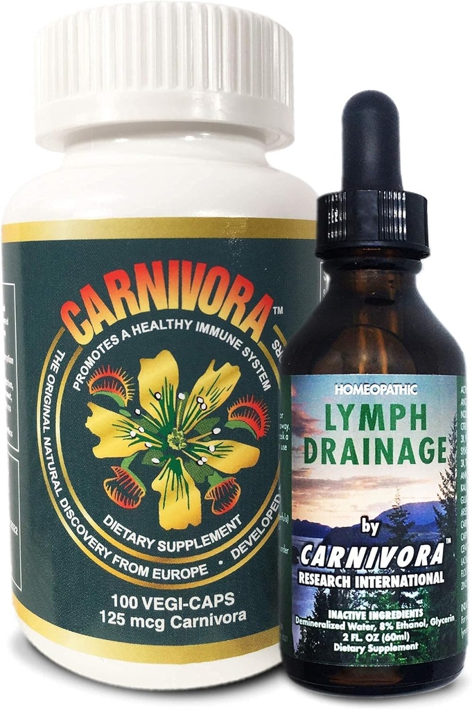 Carnivora The Ultimate Combo - Vegi Caps和Lymph排水支持免疫系统和Flush Out废物(Bundle有1瓶Vegi Caps和1瓶Lymph排水)