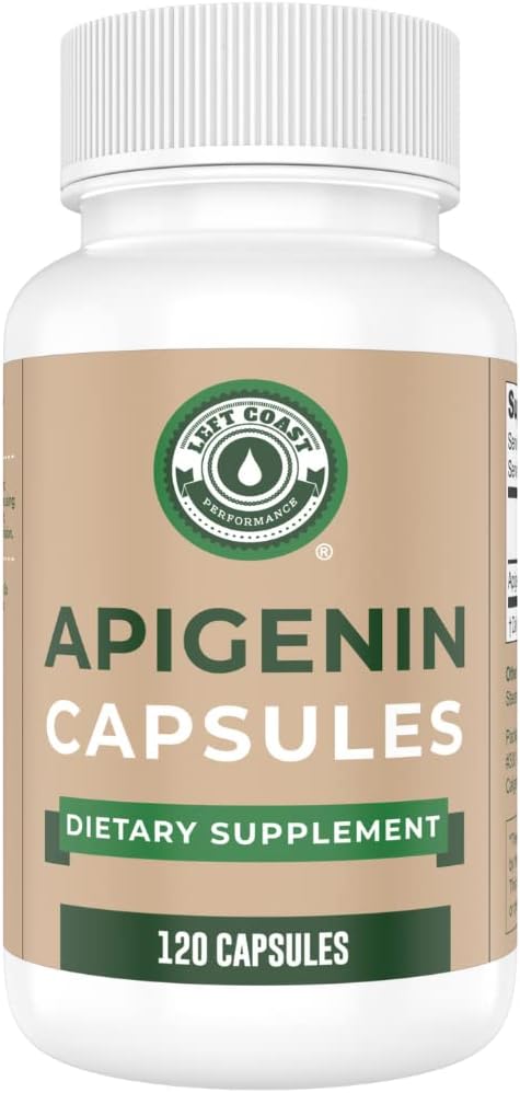 左岸性能 Apigenin 补充 50 mg Capsules - 4个月供应 - 强力Flavonoid 改善睡眠、放松和压力