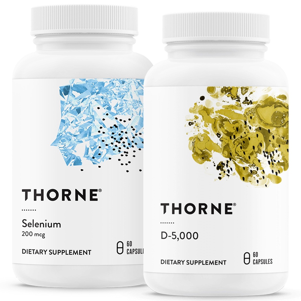 THORNE - 抗氧化剂与健康包 - 硒与维生素 D-5000 - 支持甲状腺保健和免疫功能 - 60种服务