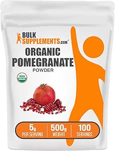 Bulk Assupports.com 有机石榴粉 - 石榴粉 - Immune支持补充,草药补充 - Gluten Free,每服5g,500g(1.1磅)(包1)