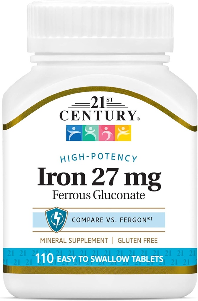 21世纪铁 27 Mg Ferrous Gluconate 板块,110 Count