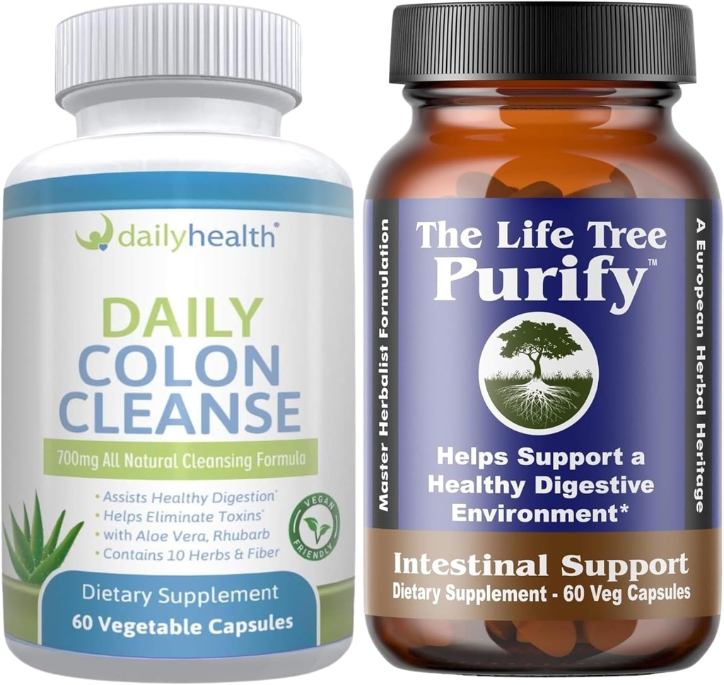 生命树 纯净肠道支持 Plus 每日 Colon cleanse 解毒 Kit 120 Capsules - Lactocillus acidophillus - 天然草药促进消化健康