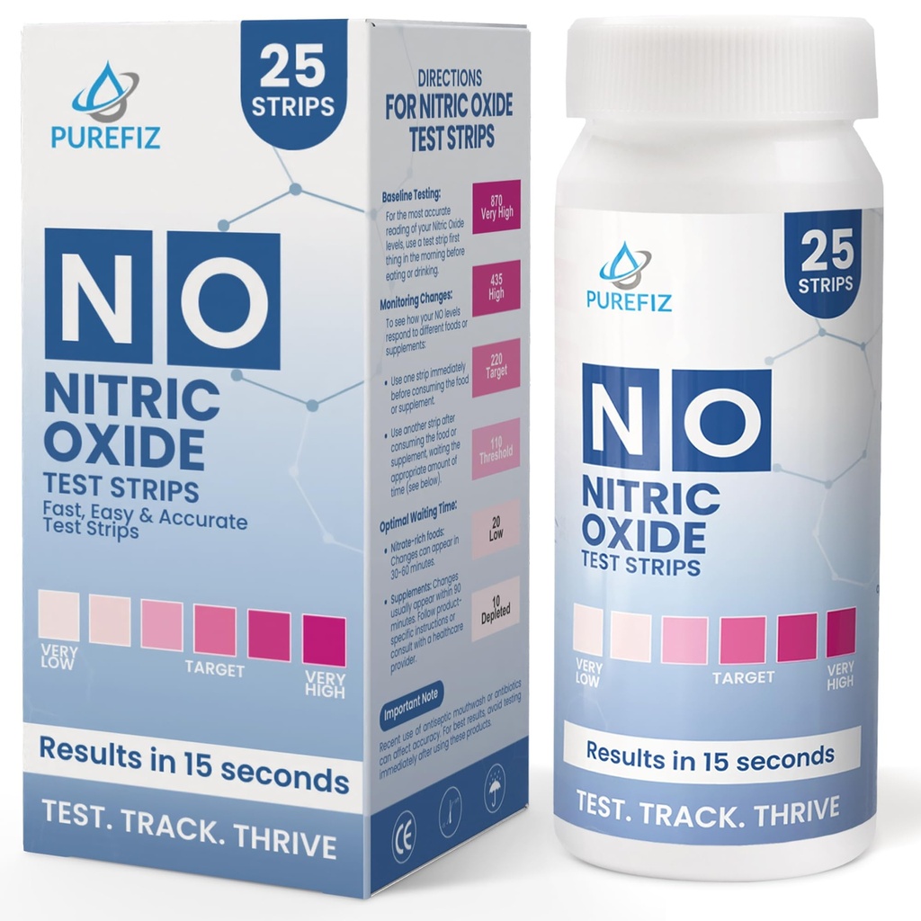 Nitric Oxide Test Strips (25 Pack) – Easy-to-Use Saliva Test for Nitric Oxide Levels | Results in 15 Seconds | Track the Effects of NO Supplements | Support Energy, Circulation & Natural Wellness