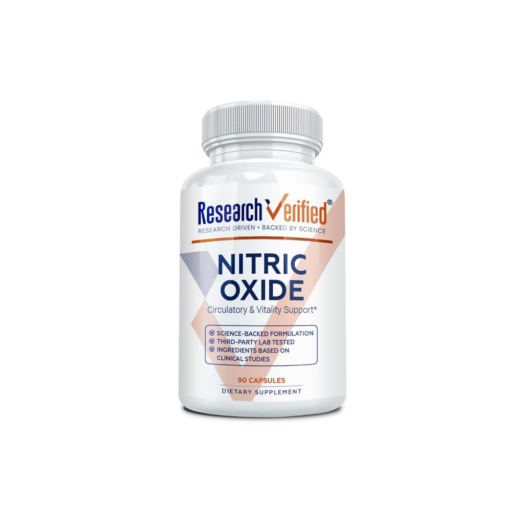 Research Verified Nitric Oxide - with L-Arginine and L-Citrulline - 90 Count - 1 Bottle