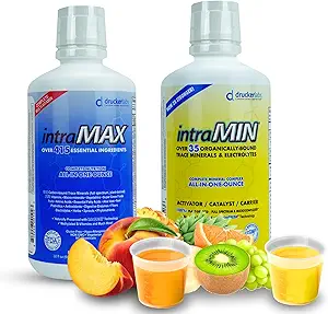 Drucker Labs ininMAX®(桃芒果)和MIN®(热带水果):全能多维特敏和矿物综合体(免疫支持,非GMO,无乳品,无葡萄糖,蔬菜,各32个伏特)