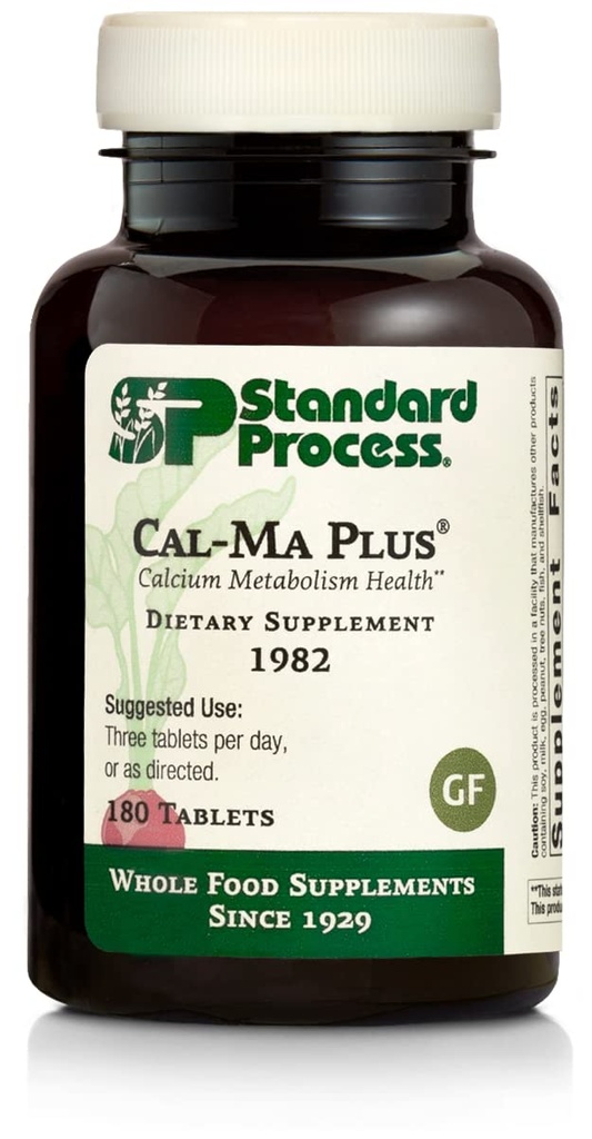 Standard Process Cal-Ma Plus - Calcium Support for Endocrine and Cellular Functions - Aids Healthy Bones, Nerves & Muscle Function - Gluten-Free, Non-Dairy & Non-Soy - 180 Tablets