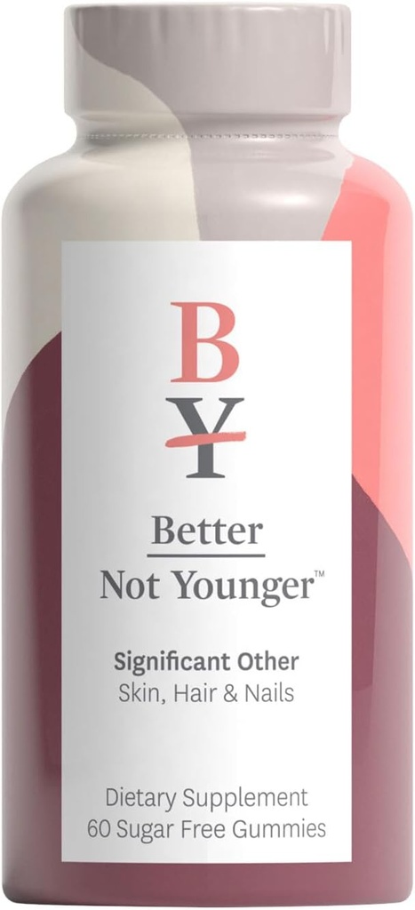 Better Not Younger Significant Other Hair, Skin & Nails Supplement - Sugar-Free Gummies for Hair Growth with Vitamin A & Biotin - Cruelty-Free Women Hair Growth Treatment - 60ct, Strawberry Flavor
